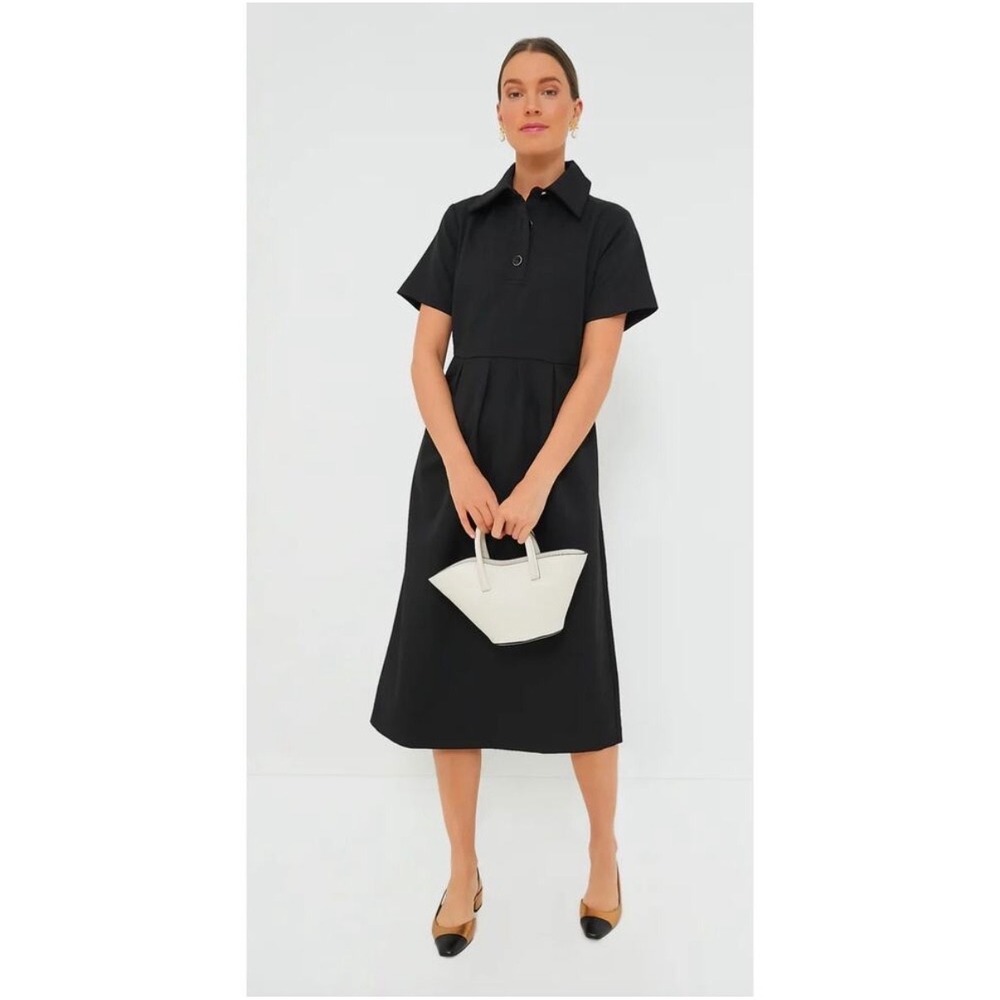 Tuckernuck Black Short-Sleeve Midi Shirt Dress
